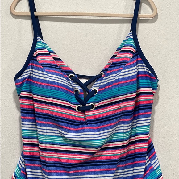 Time Tru Blue Pink Swimsuit 2 XL - Picture 4 of 9